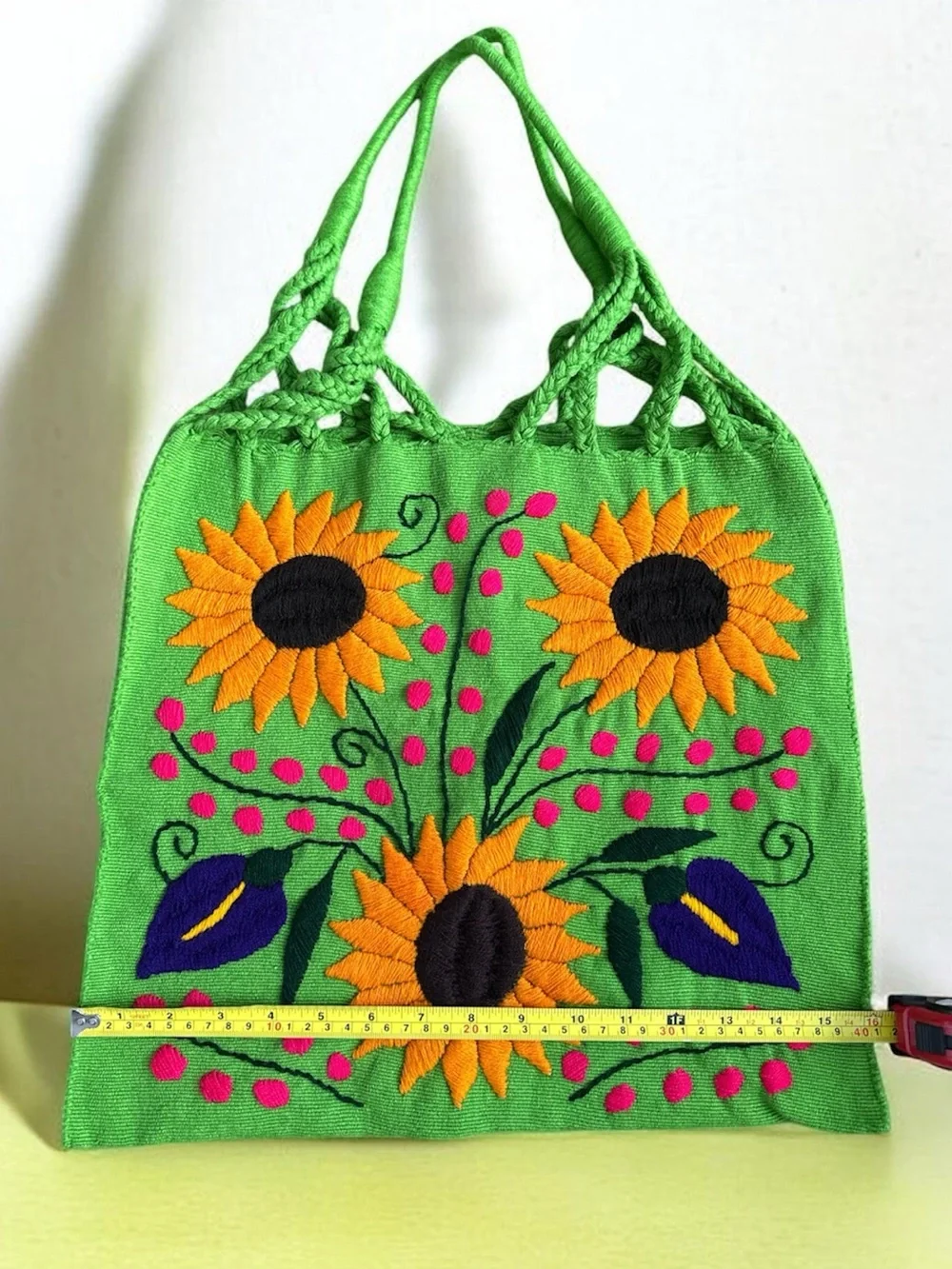 🌻Handmade Boho-Embroidered Sunflower Tote Bag - Handcrafted Women's Bag